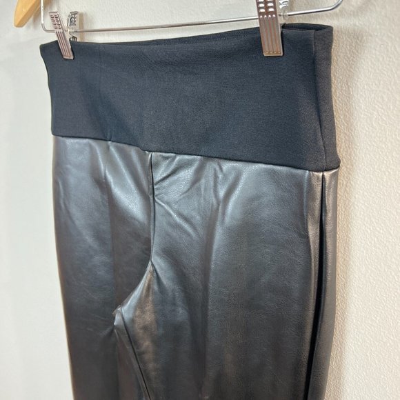 ASSETS by SPANX Faux Leather Shaping Leggings M Very Black Skinny Womens New - Picture 4 of 9